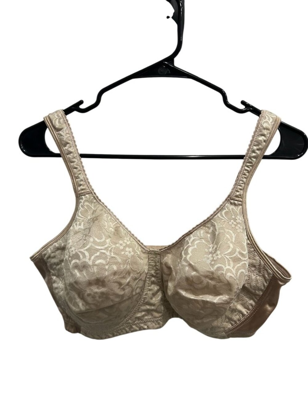 Playtex 42D Beige Floral Full Coverage Lace Bra Minimalist Neutral Aesthetic